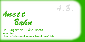 anett bahn business card