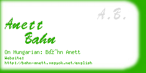 anett bahn business card